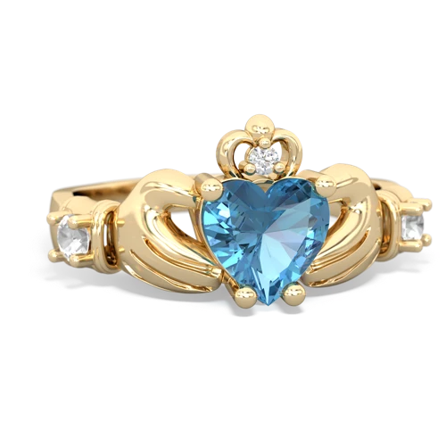 blue topaz-white topaz claddagh ring