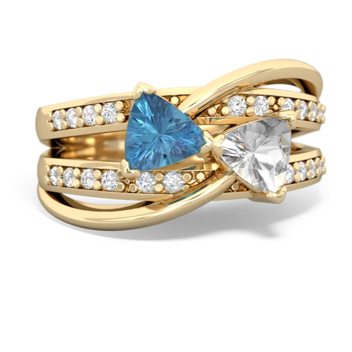 Blue Topaz Genuine Swiss Blue Topaz with Genuine White Topaz Bowtie ring Ring