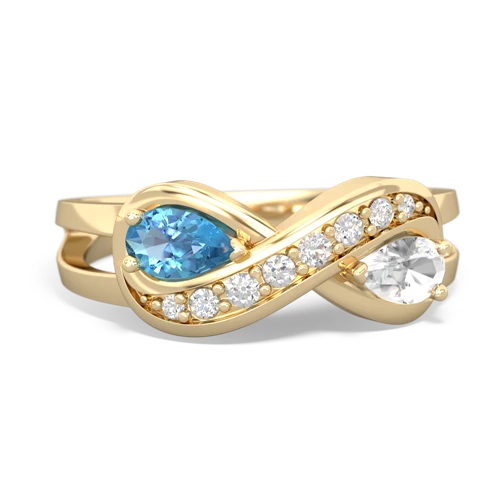 Blue Topaz Genuine Swiss Blue Topaz with Genuine White Topaz Diamond Infinity ring Ring