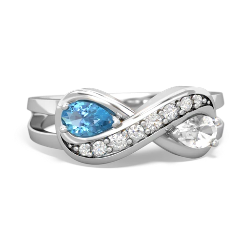 blue topaz-white topaz diamond infinity ring