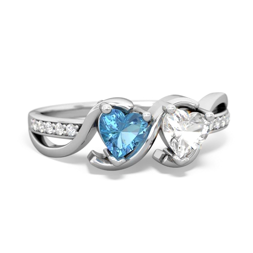 Blue Topaz Genuine Swiss Blue Topaz with Genuine White Topaz Side by Side ring Ring