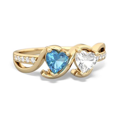 blue topaz-white topaz double heart ring