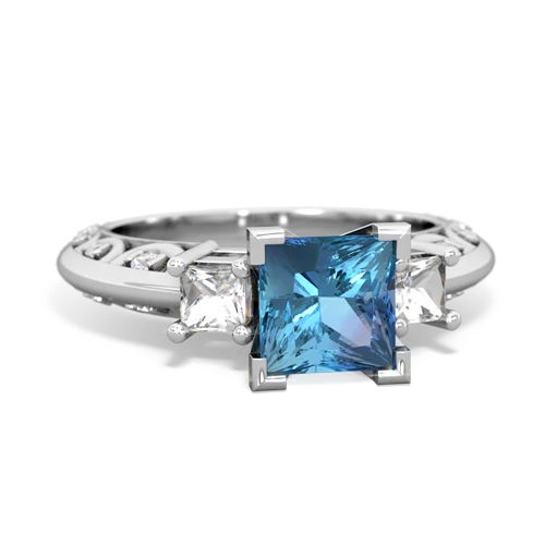 Blue Topaz Genuine Swiss Blue Topaz with Genuine White Topaz and Genuine Opal Art Deco ring Ring