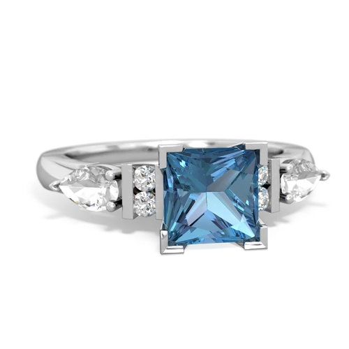 Blue Topaz Genuine Swiss Blue Topaz with Genuine White Topaz and  Engagement ring Ring