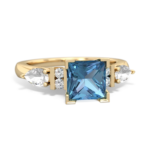 Blue Topaz Genuine Swiss Blue Topaz with Genuine White Topaz and Genuine Opal Engagement ring Ring