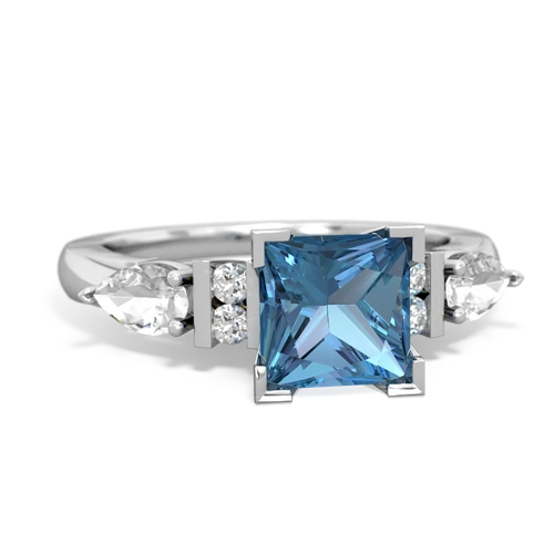 blue topaz-white topaz engagement ring