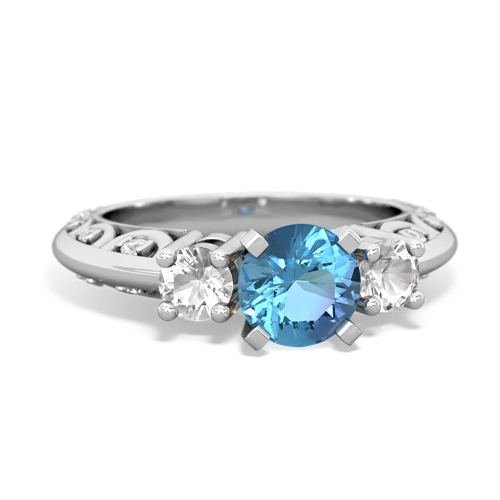 blue topaz-white topaz engagement ring