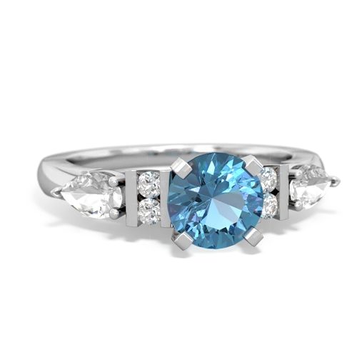 Blue Topaz Genuine Swiss Blue Topaz with Genuine White Topaz and  Engagement ring Ring