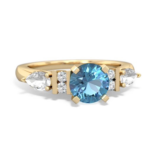 Blue Topaz Genuine Swiss Blue Topaz with Genuine White Topaz and Genuine Opal Engagement ring Ring