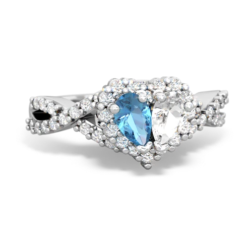 blue topaz-white topaz engagement ring