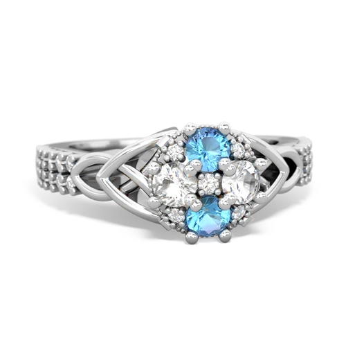 Blue Topaz Genuine Swiss Blue Topaz with Genuine White Topaz Celtic Knot Engagement ring Ring