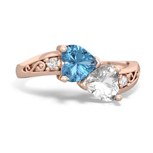 blue topaz-white topaz filligree ring