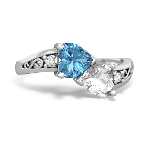 blue topaz-white topaz filligree ring