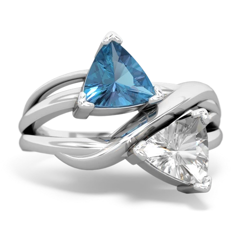 blue topaz-white topaz filligree ring