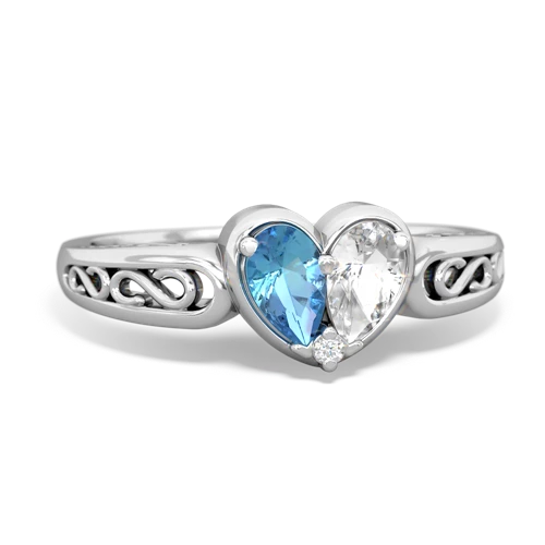 blue topaz-white topaz filligree ring