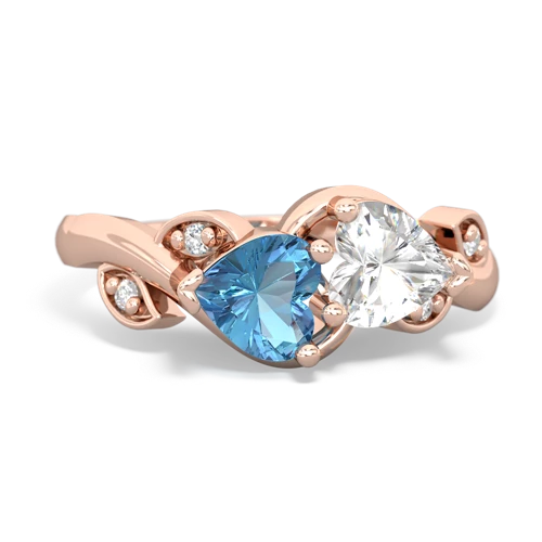 blue topaz-white topaz floral keepsake ring