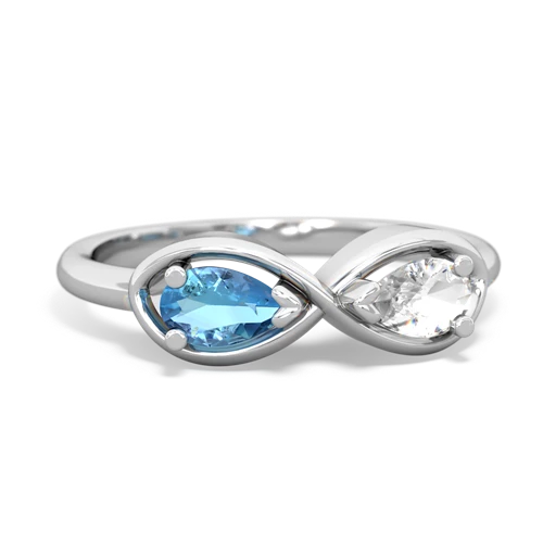 Blue Topaz Genuine Swiss Blue Topaz with Genuine White Topaz Infinity ring Ring