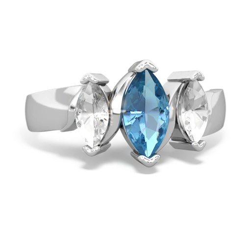 Blue Topaz Genuine Swiss Blue Topaz with Genuine White Topaz and Genuine Opal Three Peeks ring Ring