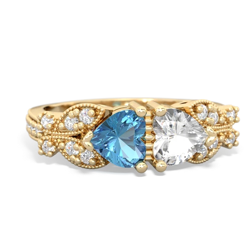 Blue Topaz Genuine Swiss Blue Topaz with Genuine White Topaz Diamond Butterflies ring Ring