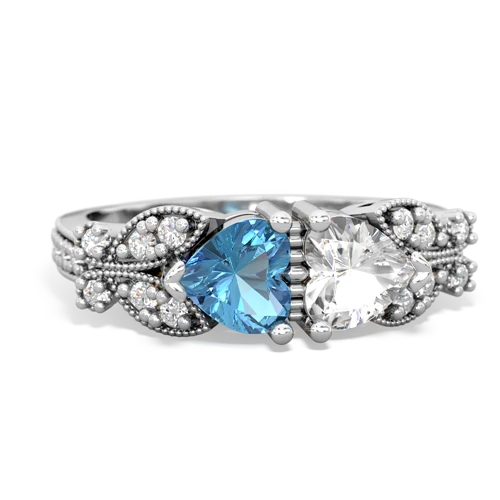 blue topaz-white topaz keepsake butterfly ring