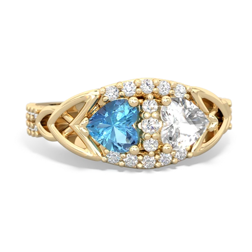 Blue Topaz Genuine Swiss Blue Topaz with Genuine White Topaz Celtic Knot Engagement ring Ring