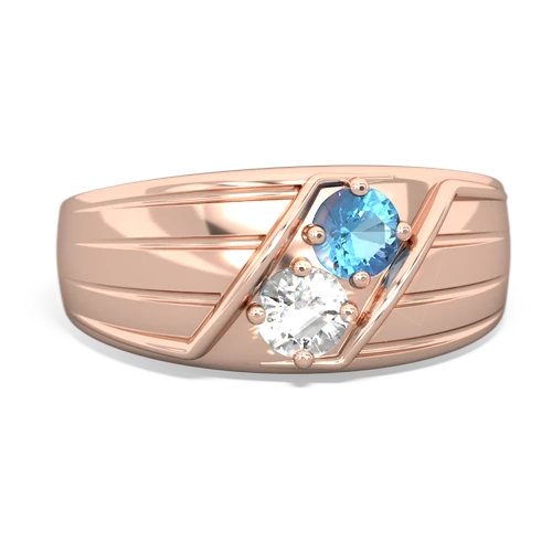 blue topaz-white topaz mens ring