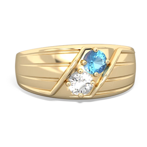 blue topaz-white topaz mens ring