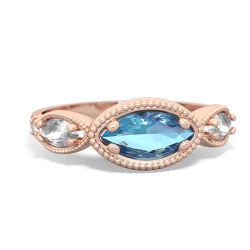 Blue Topaz Genuine Swiss Blue Topaz with Genuine White Topaz and  Antique Style Keepsake ring Ring