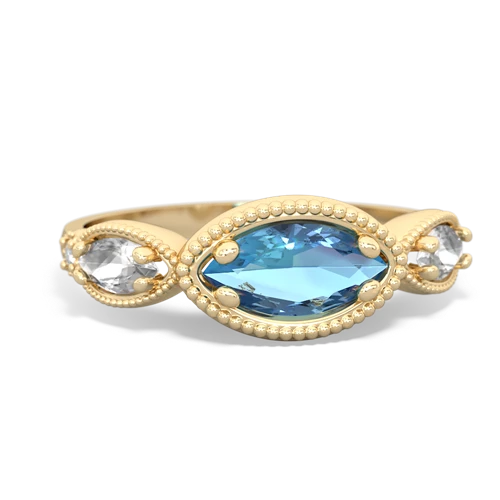 Blue Topaz Genuine Swiss Blue Topaz with Genuine White Topaz and Genuine Opal Antique Style Keepsake ring Ring