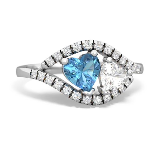 Blue Topaz Genuine Swiss Blue Topaz with Genuine White Topaz Mother and Child ring Ring