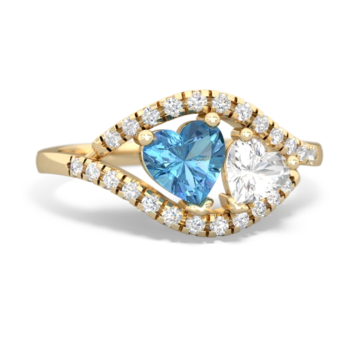 blue topaz-white topaz mother child ring