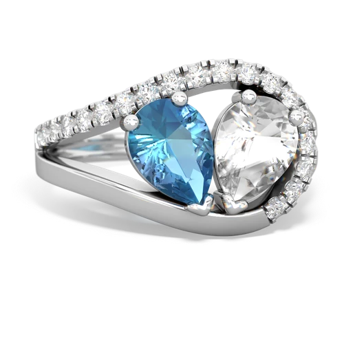 Blue Topaz Genuine Swiss Blue Topaz with Genuine White Topaz Nestled Heart Keepsake ring Ring
