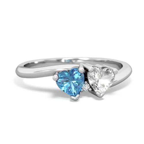 Blue Topaz Genuine Swiss Blue Topaz with Genuine White Topaz Sweetheart's Promise ring Ring