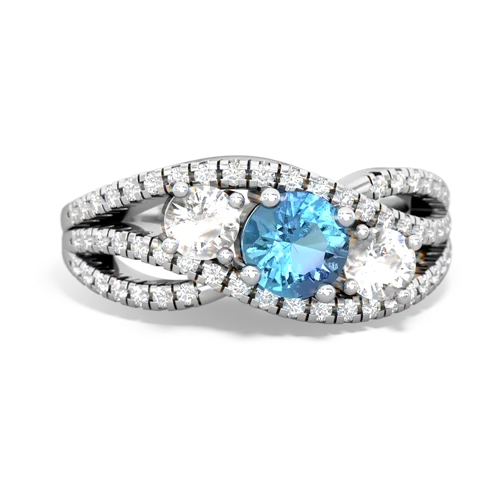 blue topaz-white topaz three stone pave ring