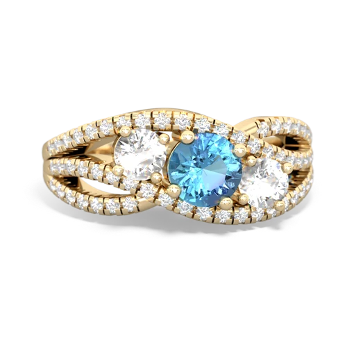 blue topaz-white topaz three stone pave ring