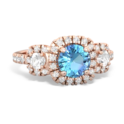 Blue Topaz Genuine Swiss Blue Topaz with Genuine White Topaz and Genuine Opal Regal Halo ring Ring