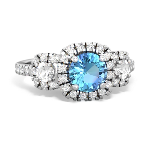 blue topaz-white topaz three stone regal ring