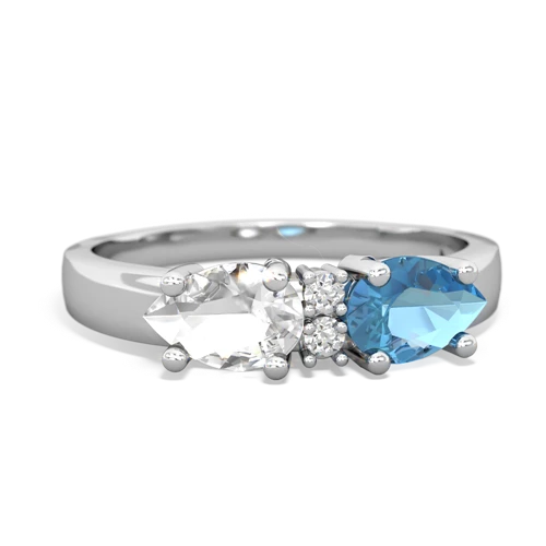 Blue Topaz Genuine Swiss Blue Topaz with Genuine White Topaz Pear Bowtie ring Ring