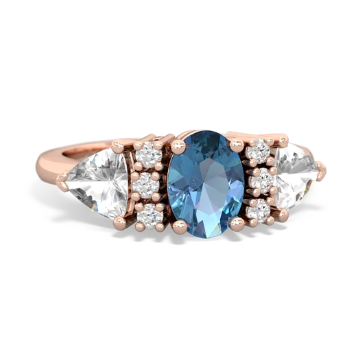 Blue Topaz Genuine Swiss Blue Topaz with Genuine White Topaz and  Antique Style Three Stone ring Ring