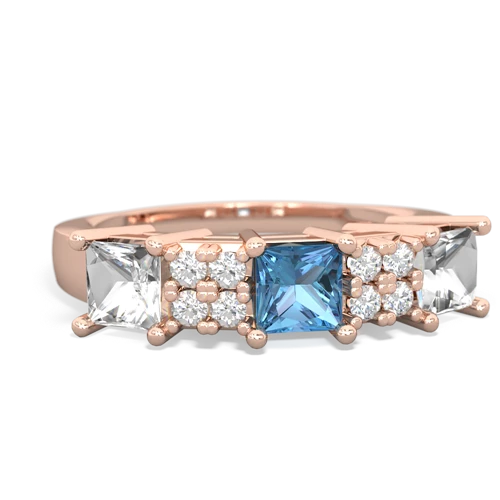 Blue Topaz Genuine Swiss Blue Topaz with Genuine White Topaz and Genuine Opal Three Stone ring Ring