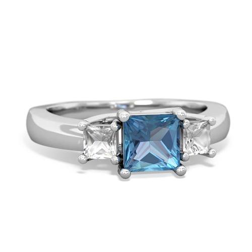 Blue Topaz Genuine Swiss Blue Topaz with Genuine White Topaz and  Three Stone Trellis ring Ring