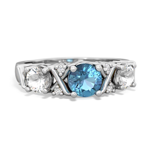 Blue Topaz Genuine Swiss Blue Topaz with Genuine White Topaz and  Hugs and Kisses ring Ring