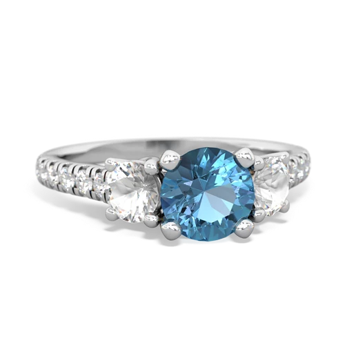 Blue Topaz Genuine Swiss Blue Topaz with Genuine White Topaz and Genuine Opal Pave Trellis ring Ring