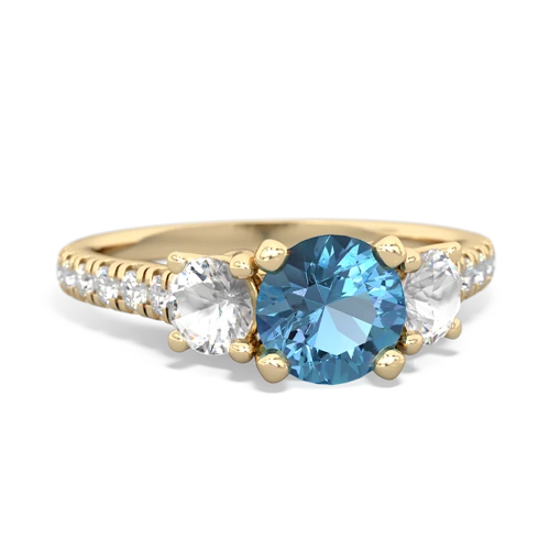 Blue Topaz Genuine Swiss Blue Topaz with Genuine White Topaz and  Pave Trellis ring Ring