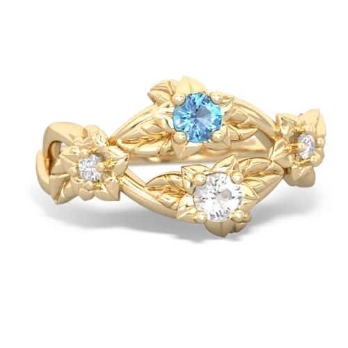 Blue Topaz Genuine Swiss Blue Topaz with Genuine White Topaz Sparkling Bouquet ring Ring