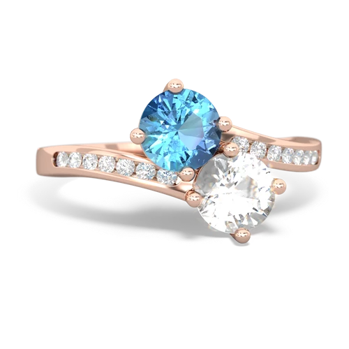 Blue Topaz Genuine Swiss Blue Topaz with Genuine White Topaz Keepsake Two Stone ring Ring