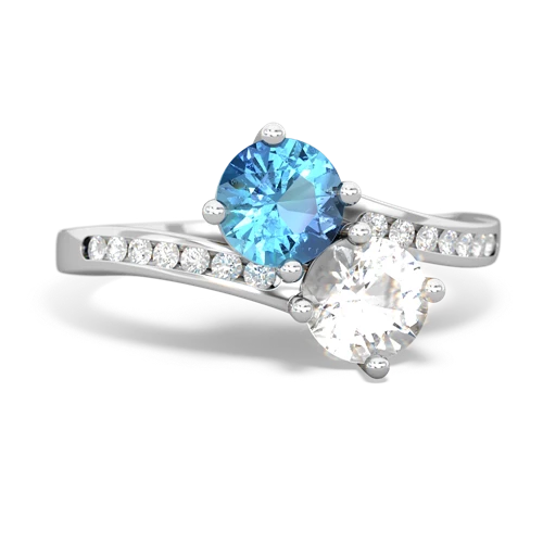 blue topaz-white topaz two stone channel ring