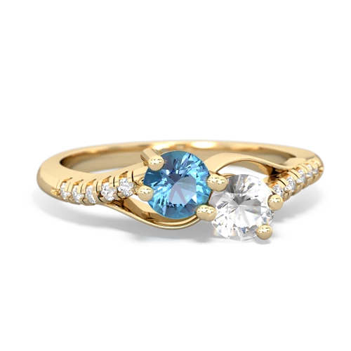 Blue Topaz Genuine Swiss Blue Topaz with Genuine White Topaz Two Stone Infinity ring Ring