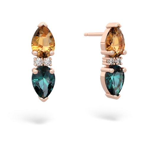 citrine-alexandrite bowtie earrings