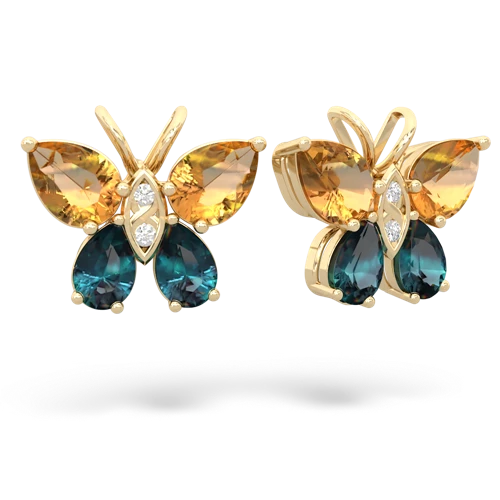 citrine-alexandrite butterfly earrings
